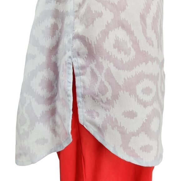 Calvin Klein Pullover Blouse Women's Medium Grey Short Sleeve Smocked Belted - Picture 4 of 10